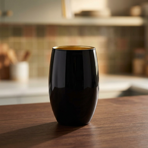Vase de table moderne en métal noir, forme ovale, 2190 ml, pour eau, design d'intérieur décoratif, tendance pour la maison - Product Image 5