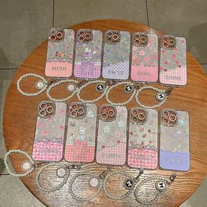 Tùy Chỉnh Rhinestone Trường Hợp Điện Thoại Cho <span class=keywords><strong>Iphone</strong></span> 16 15 14 13 12 11 Long Lanh Hoa Thiết Kế Điện Thoại Bìa Với Dây Buộc - Product Image 2