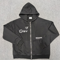 Sweat à capuche zippé sur mesure de haute qualité, grande taille, vintage, en coton lourd, brodé, pour hommes