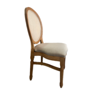 Chaise Louis XV de style français en résine avec texture bois, durable pour salon et appartement