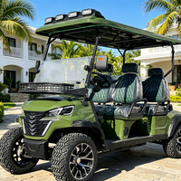Mobil Golf Listrik 4 Kursi Kulit Mewah OEM Full Doors AC Heater untuk Villa Resort