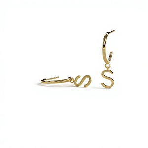 Personalized Monogram <b>Earrings</b> 18K Gold Plated Letter S Minimalist Open Hoop <b>Dangle</b> <b>Earrings</b> Initial Charm <b>Earrings</b> Women - Product Image 2
