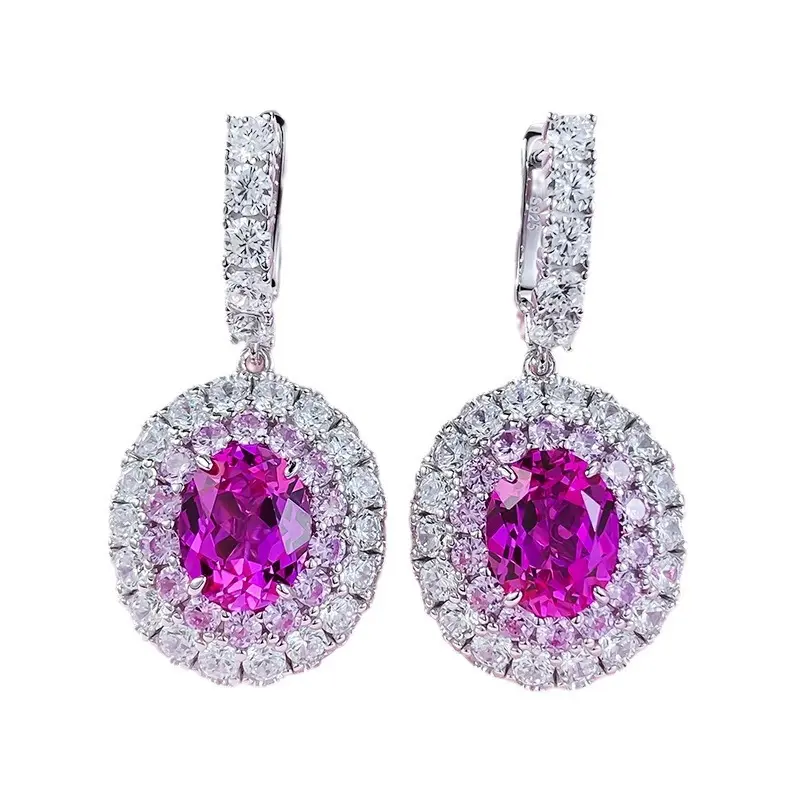 S925 argento orecchino 8*10 ellittico rupie per la moda personalizzata colorato tesoro gioielli Versatile orecchino per le donne
