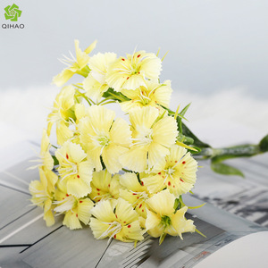 Fleurs artificielles de Dianthus à feuilles souples, fleurs en soie au toucher naturel, décoration de mariage, jaune, rose, rouge, blanc, violet foncé, violet clair - Product Image 5