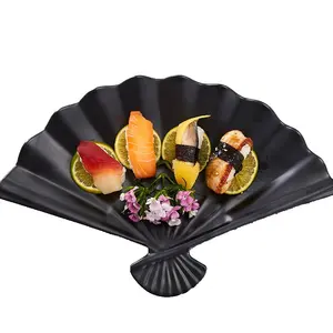 メラミン寿司盛り合わせトレイ、パーティーやケータリング用の扇形マット寿司サービングプレート