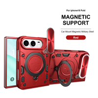 Coque de protection pour iPhone 18 DUO avec anneau métallique, support pliable, protection d'objectif, coque arrière en TPU PC 360 degrés avec couvercle coulissant pour caméra
