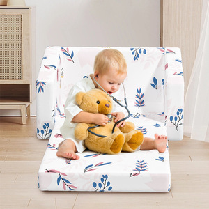 Canapé pour enfants avec motif de feuilles, pliable, en mousse à haute élasticité, siège individuel pour enfants de 2 ans et plus - Product Image 1