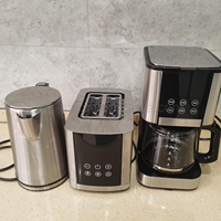 Ensemble petit-déjeuner 3 en 1 en acier inoxydable, grille-pain et bouilloire rétro, ensembles d'appareils électroménagers, bouilloire électrique et grille-pain