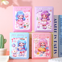 En gros Couleur Page Journal Cahier Pu Filles Mini Cahier Kawaii Mignon Enfants Anime Élèves De L'école De Bande Dessinée Personnalisé Emballage En Cuir