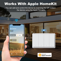 Interrupteur mural intelligent Wi-Fi Matter 1 2 3 4 gangs avec fil neutre, interrupteurs physiques à bouton-poussoir compatibles avec l'application HomeKit