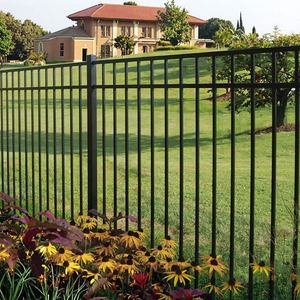 Panneaux de clôture en acier galvanisé thermolaqué noir, clôture de sécurité en métal, poteaux à sommet plat, barrière pour jardin, villa, école, cour - Product Image 6