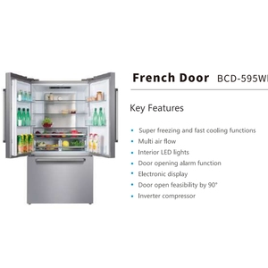 595L 20.8 Cuft Luxury French Door Refrigerators American Standard <b>Fridge</b> for Home Use OEM Wholesale Home Refrigerator BCD-595W F - Product Image 3