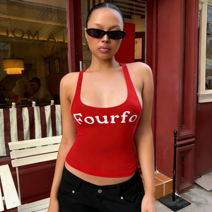 Y2K Sexy Breathable Knitted Halter Solid Color CAMISOLE with Tie Front / Knot Detail - Product Image 1