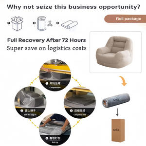 Sofá en Caja - Sillón Perezoso de Corduroy Completamente Comprimido, Sofá Lounge Enrollable que Ahorra Espacio, Mueble Individual Duradero de Esponja - Product Image 3