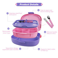 Boîte à lunch bento pour enfants de 44 oz (5,5 tasses) avec 4 compartiments, logo personnalisé, anti-fuite, écologique, micro-ondable, pour la rentrée scolaire, vente en gros