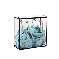Fabricants chinois prêts à expédier : Boîte cadeau transparente 12x12x12cm en PVC avec poignée torsadée et bordure dorée, pour mug et bougie recyclée