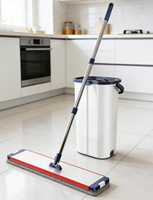 Juego de Mopa Plana Grande y Cubeta - Mopa de Microfibra Autolimpiable sin Necesidad de Usar las Manos para Limpiar Pisos de Madera, Azulejos y Laminados