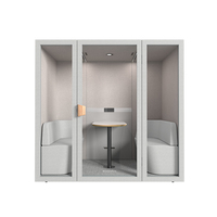 Cabine de réunion décorative moderne pour immeuble de bureaux, entrepôt, cabine téléphonique insonorisée avec système de circulation d'air, cadre en aluminium