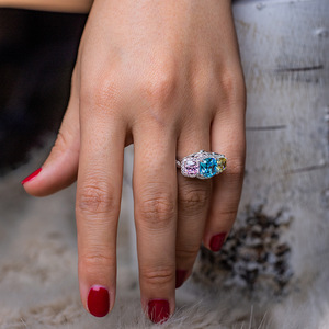 Bague en or avec diamant en <span class=keywords><strong>pierre</strong></span> cz, <span class=keywords><strong>pierre</strong></span> de fiançailles, nouveau design - Product Image 2