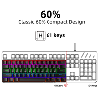 Clavier mécanique filaire ultra-compact 61 touches 60% avec rétroéclairage RVB et touches multimédias – Offre Spéciale