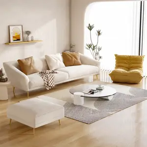 北欧奶油色风格器皿米色白色沙发套客厅现代瓦比-萨比沙发单椅茶几家具套装