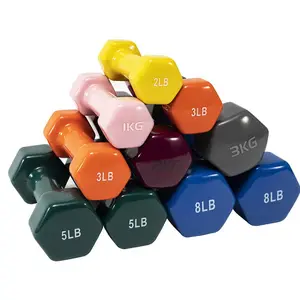 Custom LOGO Exercise Workout Dumbbells for Fitness Anti-slip Anti-roll Sport Products Cast Iron Vinyl Hex Dumbbells