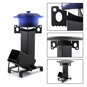 Cast Iron Foldable Portable Wood Burning Camping Stove BBQ Wood Cooking Stove