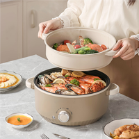 Casserole électrique multifonctionnelle, casserole de cuisson antiadhésive, température réglable, fonte, sauté, cuisson à la vapeur, usage domestique, 3L