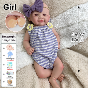 <span class=keywords><strong>Premium</strong></span> Silikon 17'' Reborn Baby Mädchen Realistische Venen-Detaillierte Haut Glatte Hand Neugeborenen-Puppe Kinderbegleiter - Product Image 3