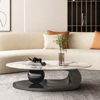 Table basse ovale en marbre noir pour hôtel, hall d'entrée, appartement - Fournisseur de meubles pour projets