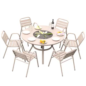 Wholesale garden/courtyard/villa outdoor furniture multi-functional BBQ table and chair set