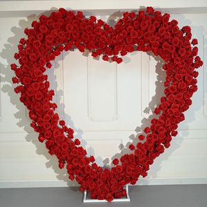 Commercio all'ingrosso cuore fiore sfondo ad arco a forma di cuore a forma di cuore artificiale arco fiore rosa rossa arco decorazione di nozze - Product Image 2