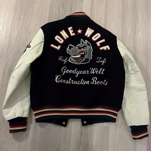 แจ็กเก็ตฮิปฮอปเลตเทอร์แมนของผู้ชายเสื้อแจ็กเก็ตกันหนาวเบสบอลบอมเบอร์เสื้อหนังแขนด้านหน้าปักกำมะหยี่ - Product Image 4