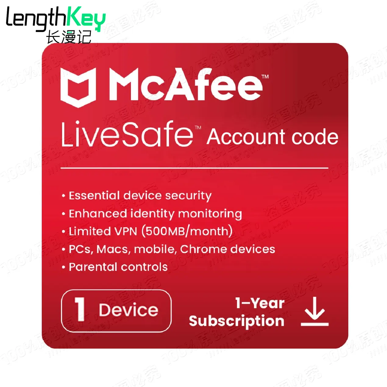 24/7 Online E-Mailbezorging Mcafee Livesafe 2023 1 Apparaat 1 Jaar Accountcode Beveiligingssoftware Online Activering