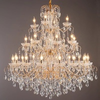 Grand lustre en verre doré rétro de luxe, LED à économie d'énergie, dimmable, pour hôtel, maison, escalier, villa, décoration, luminaire suspendu