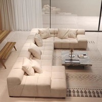 Ensemble de canapés de luxe pour salon, canapé modulaire carré extra large en tissu, design capitonné, rembourrage en éponge, pour hôtel et villa