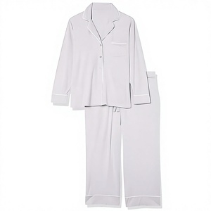 Ensemble décontracté 2 pièces pour femme, en tricot 100% coton, manches longues, couleur unie, col en V plissé, boutonné, design personnalisé, mignon, OEM, vente en gros - Product Image 4
