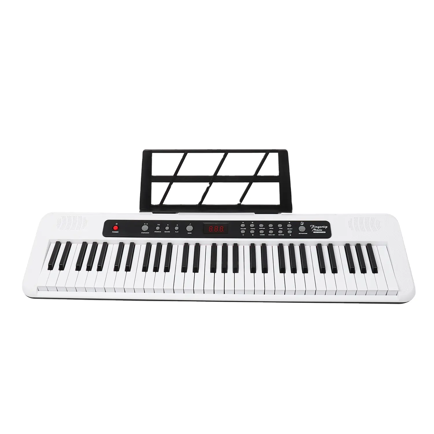 คีย์บอร์ดดนตรีสีขาวเปียโน 61 คีย์ซินธิไซเซอร์คีย์บอร์ดมาตรฐานพร้อมปุ่มตอบสนองแบบสัมผัสและจอแสดงผล LCD