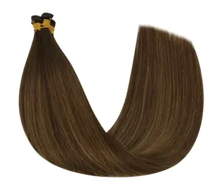 Extensão de cabelo de trama genial invisível para mulheres, cabelo russo 12A 100% humano real, cabelo virgem remy fino