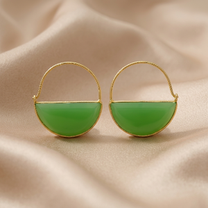 ใหม่มาถึงทะเลสีเขียว Chalcedony พลอย925สเตอร์ลิงครึ่งดวงจันทร์รูปร่างต่างหูเงิน - Product Image 3