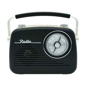 Radio AM/FM portable vintage avec poignée, écran LCD et haut-parleur intégré - Product Image 1