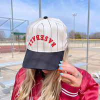 Topi Baseball Trucker Snapback A-Frame Bergaris Hitam Putih dengan Bordir Kustom Dua Warna dan Garis-Garis Vintage dari Katun