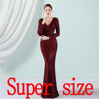 19055-S #2022 nouveau processus perle mode femmes Sexy décolleté en V profond paillettes soirée grosse dame robe grande taille robe Super taille