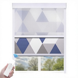 Stores occultants doubles modernes en tissu uni, <span class=keywords><strong>motorisés</strong></span>, électriques, à batterie, intelligents, horizontaux, avec écran solaire intégré - Product Image 3