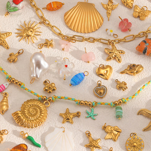 Colgantes de Moda, Dijes de Acero Inoxidable, Brisa Oceánica, Accesorios de Joyería DIY para Mujer, Regalo con Patrón de Estrella TP032 - Product Image 2