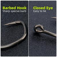 Hirisi 50 hameçons de pêche à la carpe avec revêtement PTFE, micro-barbelés, en acier haute teneur en carbone 8029, accessoires de pêche, boîte emboîtable