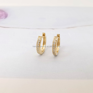 ホットセール中！14K本物の金製ハギーフープピアス、豪華でクラシックな天然ダイヤモンドピアス、おしゃれなイヤリング、ファッションジュエリー - Product Image 4