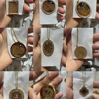 Collar con Colgante Geométrico de Acero Inoxidable Plateado, Personalizado con Caligrafía Árabe Musulmana Islámica para Ramadán y Eid