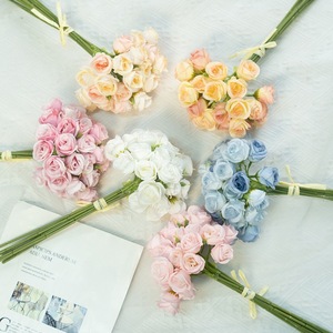 Bouquet de roses artificielles 27 têtes Fleurs en soie Décoration de mariage et de maison - Product Image 1