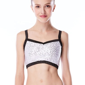 Top da ballo jazz con paillettes MiDee per donne adulte, con canotta, schiena scoperta e spalline incrociate per palcoscenico e allenamento - Product Image 6